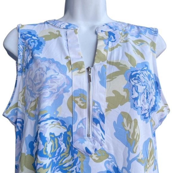 Alex & Parker Floral Sleeveless V-Neck Top Multicolor Blouse Women's M - Picture 3 of 4